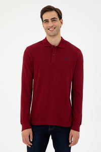 Bluza Polo Barbat Bordo Cu Logo Brodat