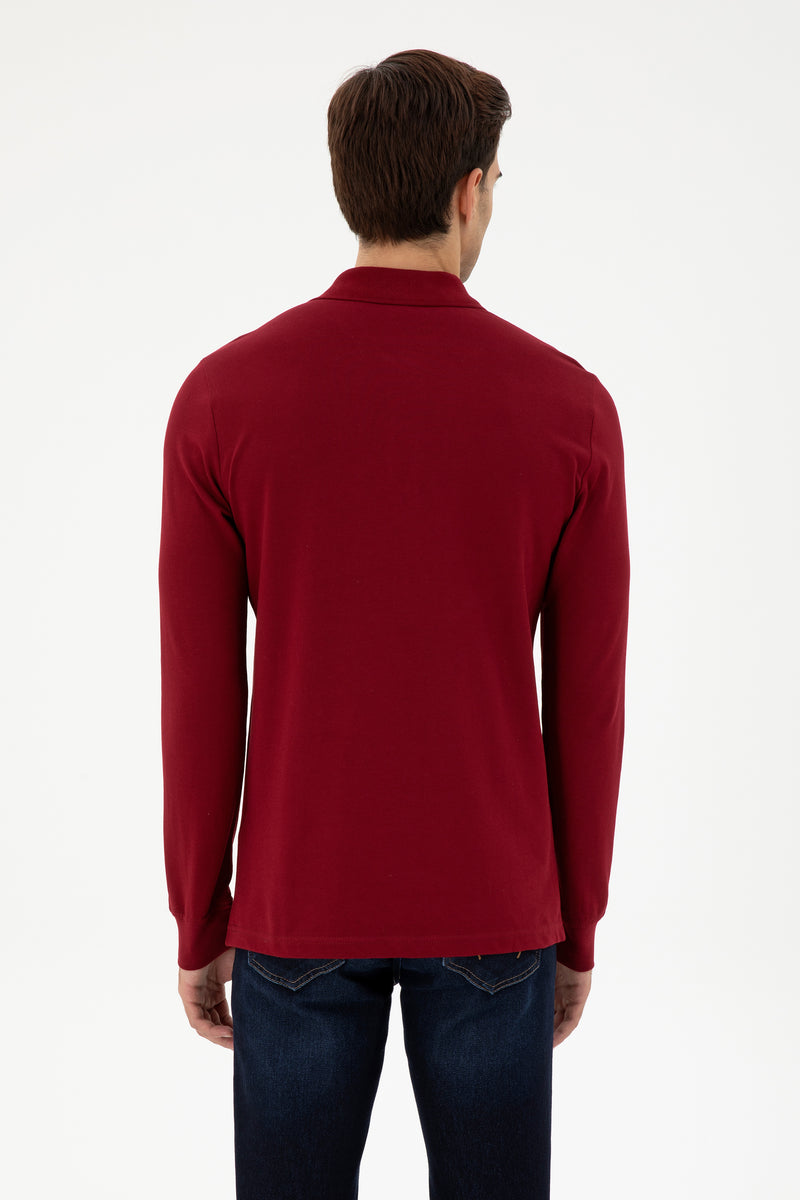 Bluza Polo Barbat Bordo Cu Logo Brodat