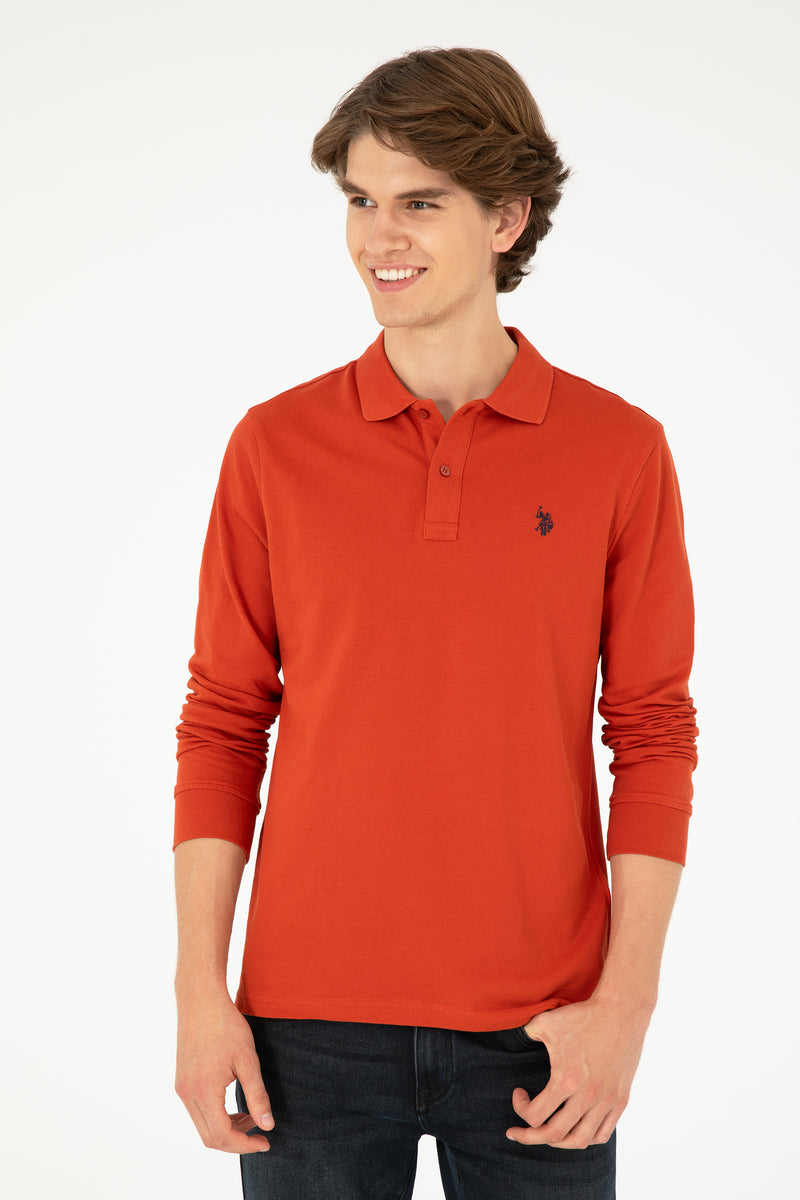 Bluza Polo Barbat Rosu Deschis Cu Logo Brodat