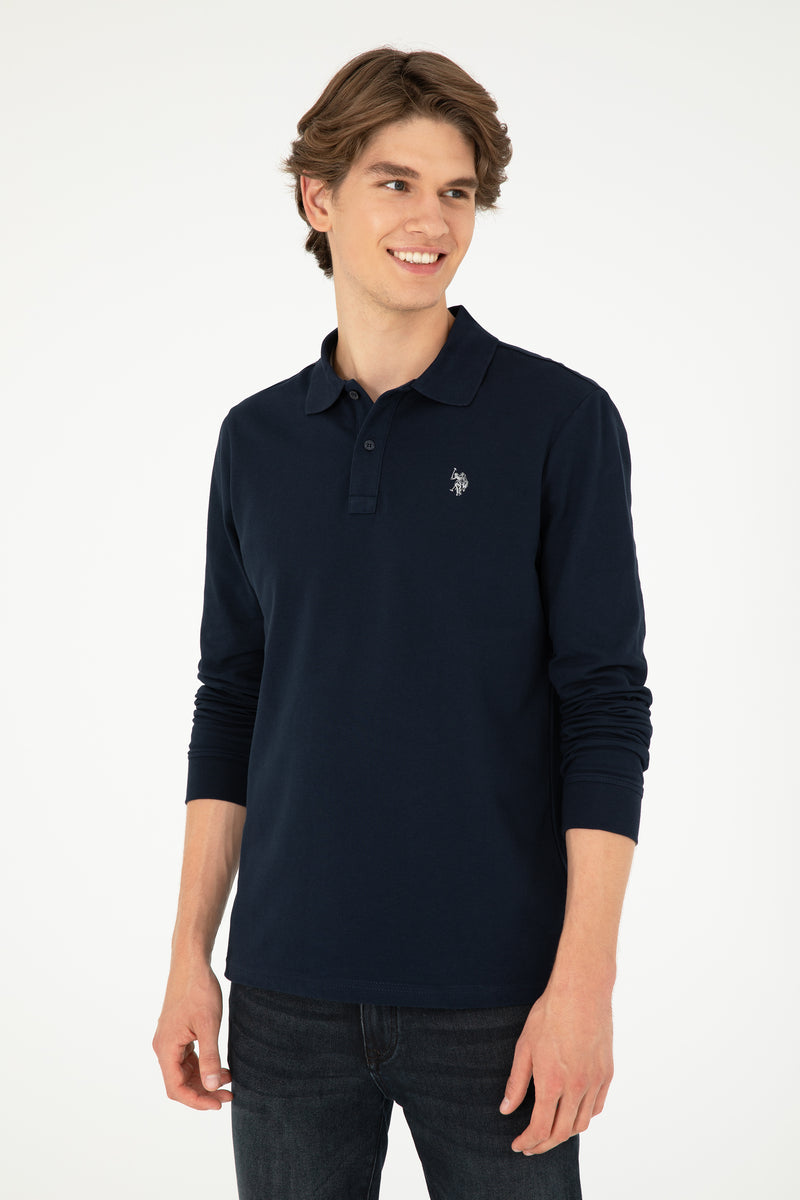 Bluza Polo Barbat Bleumarin Cu Logo Brodat