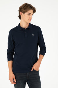 Bluza Polo Barbat Bleumarin Cu Logo Brodat