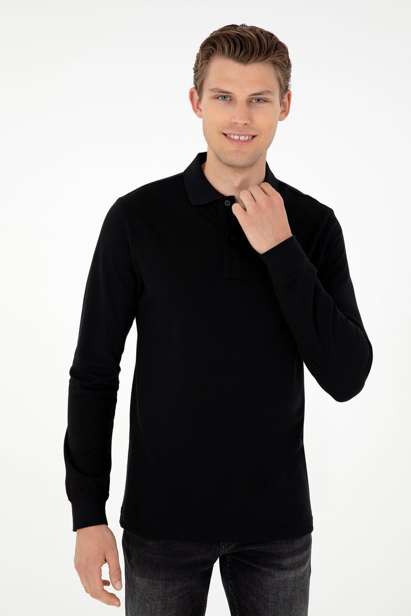 Bluza Polo Barbat Negru Cu Logo Brodat