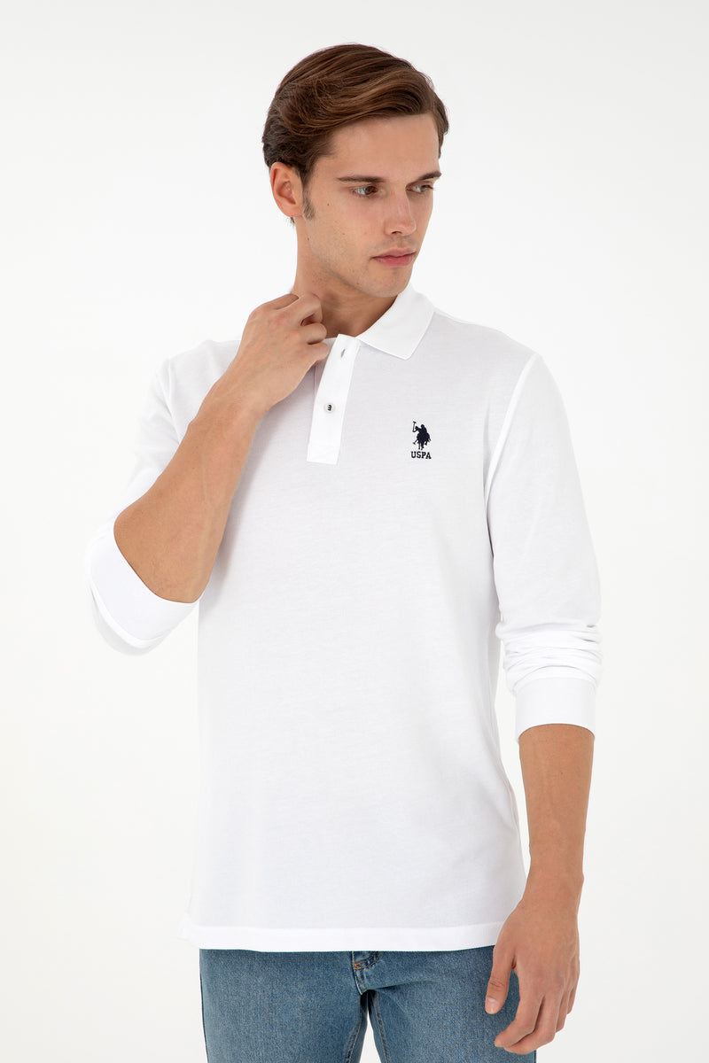 Bluza Polo Barbat Alb Cu Logo Brodat