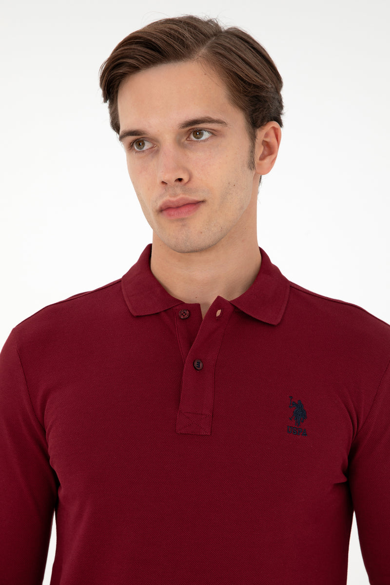 Bluza Polo Barbat Bordo Cu Logo Brodat