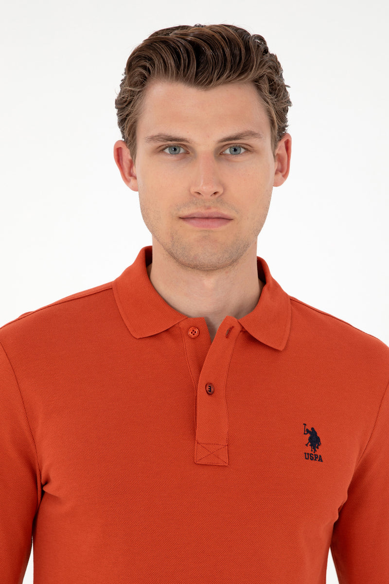 Bluza Polo Barbat Rosu Deschis Cu Logo Brodat