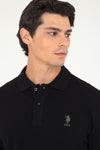 Bluza Polo Barbat Neagra Cu Logo Brodat