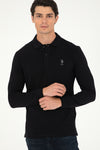 Bluza Polo Barbat Neagra Cu Logo Brodat