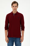 Bluza Polo Barbat Bordo Cu Logo Brodat