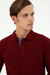 Bluza Polo Barbat Bordo Cu Logo Brodat