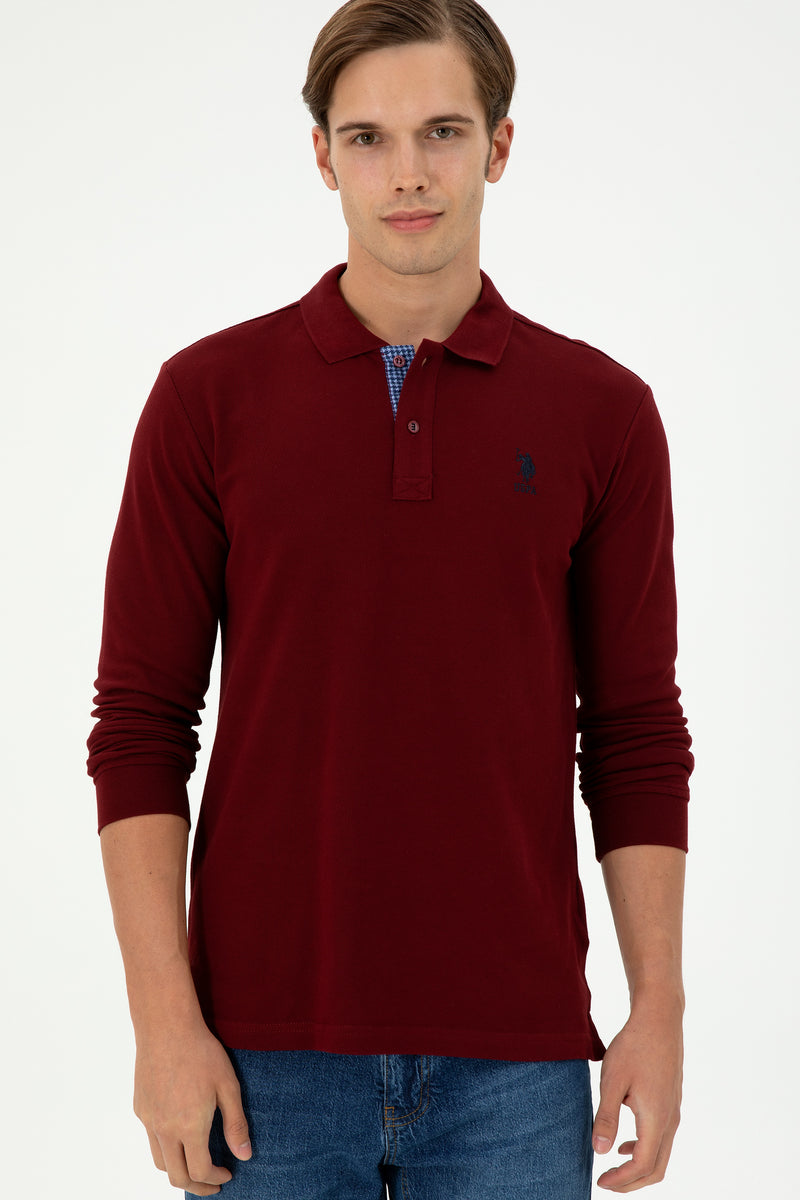 Bluza Polo Barbat Bordo Cu Logo Brodat