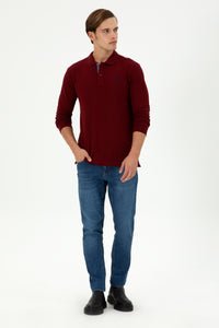 Bluza Polo Barbat Bordo Cu Logo Brodat