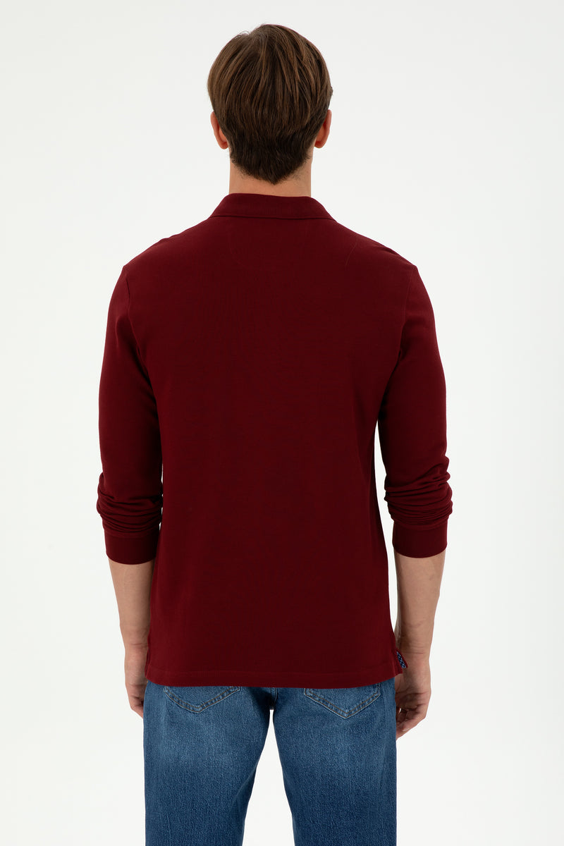 Bluza Polo Barbat Bordo Cu Logo Brodat