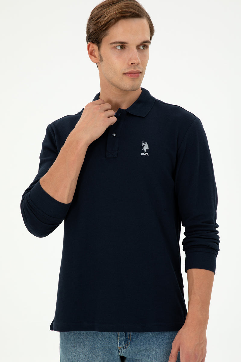 Bluza Polo Barbat Bleumarin Cu logo Brodat