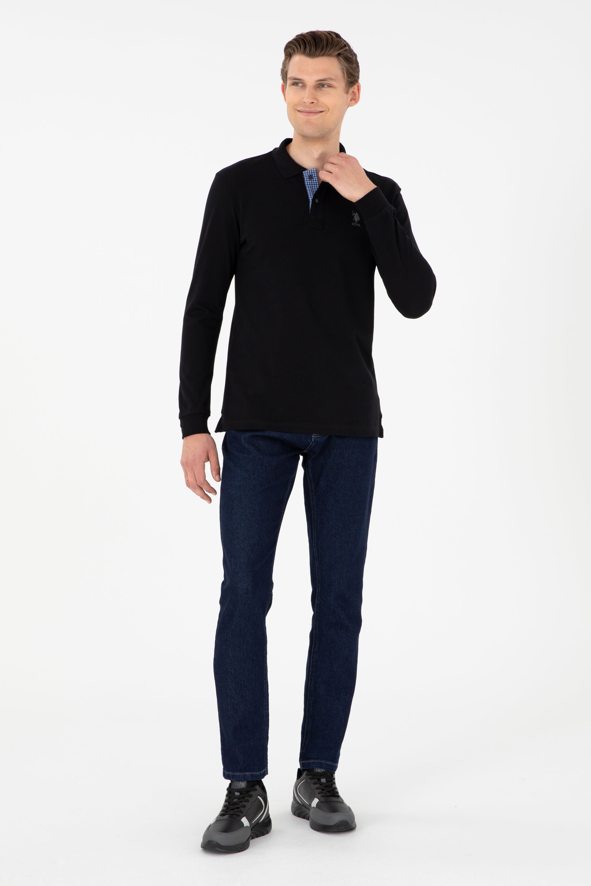 Bluza Polo Barbat Neagra Cu logo Brodat U.S. Polo Assn. Romania