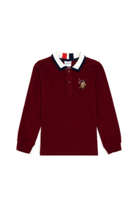 Bluza Polo Baietel Bordo Cu Guler Special Si Logo Brodat