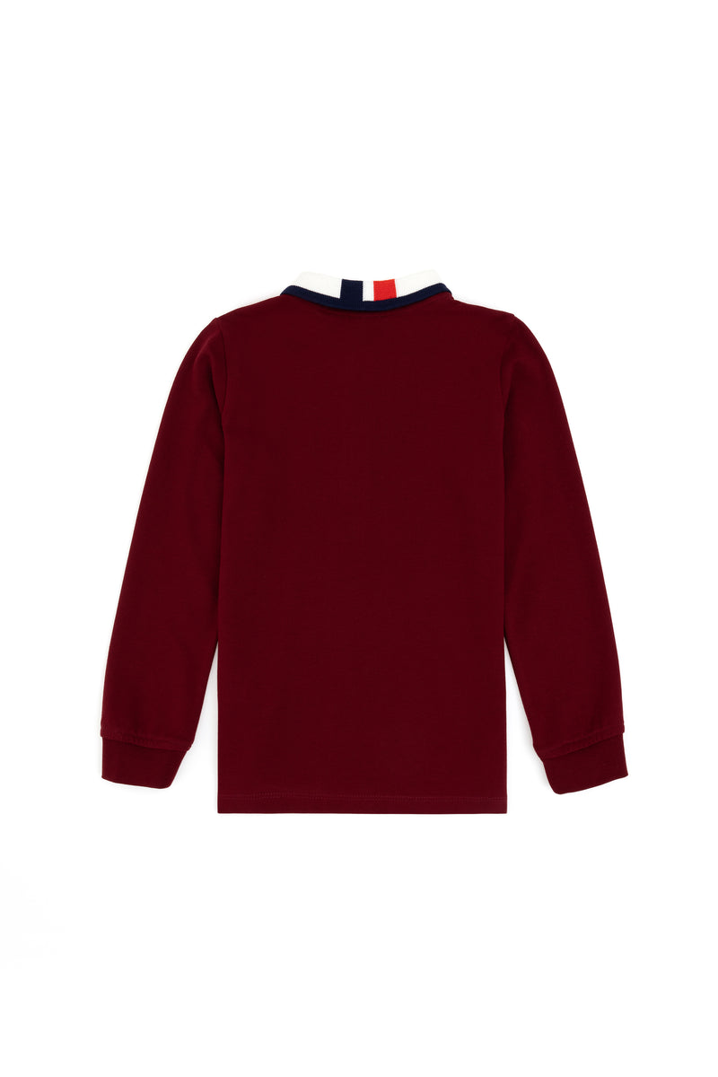 Bluza Polo Baietel Bordo Cu Guler Special Si Logo Brodat