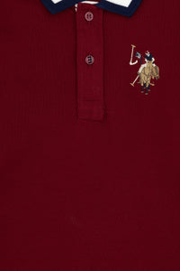 Bluza Polo Baietel Bordo Cu Guler Special Si Logo Brodat