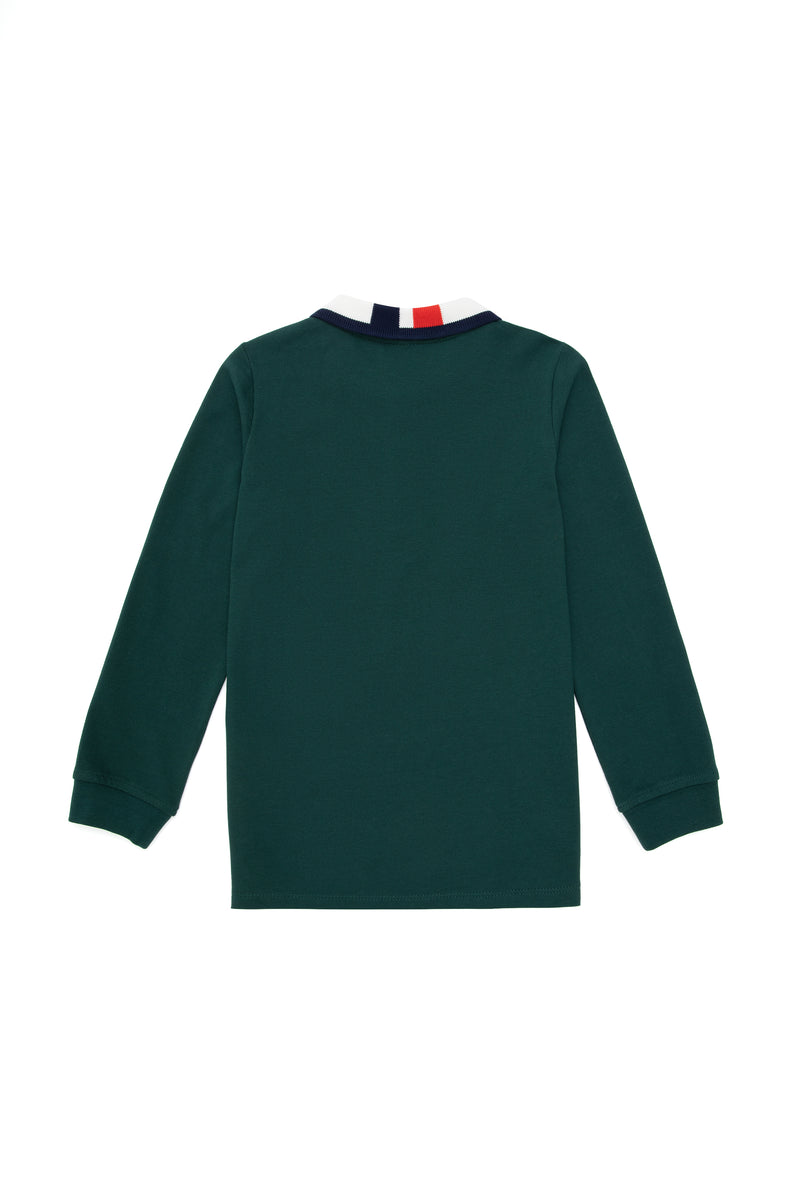 Bluza Polo Baietel Verde Cu Guler Special Si Logo Brodat