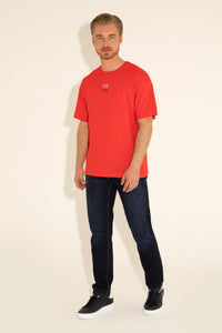 Tricou Bărbați Pe Roșu Cu Guler Rotund