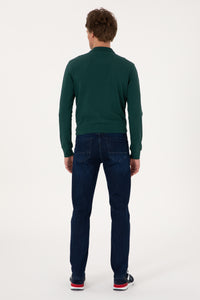 Blugi Barbat cu Aspect Decolorat, Albastru inchis