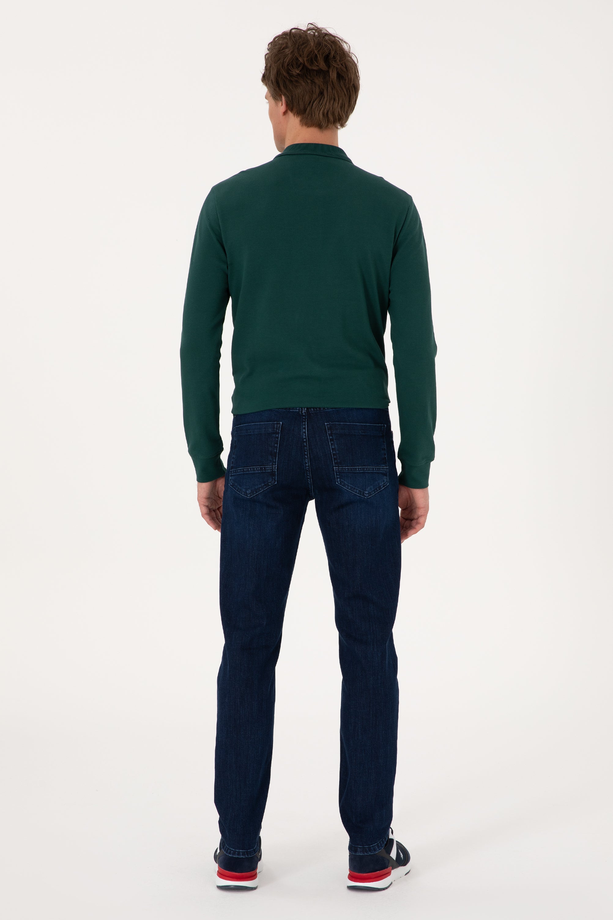 Blugi Barbat cu Aspect Decolorat, Albastru inchis