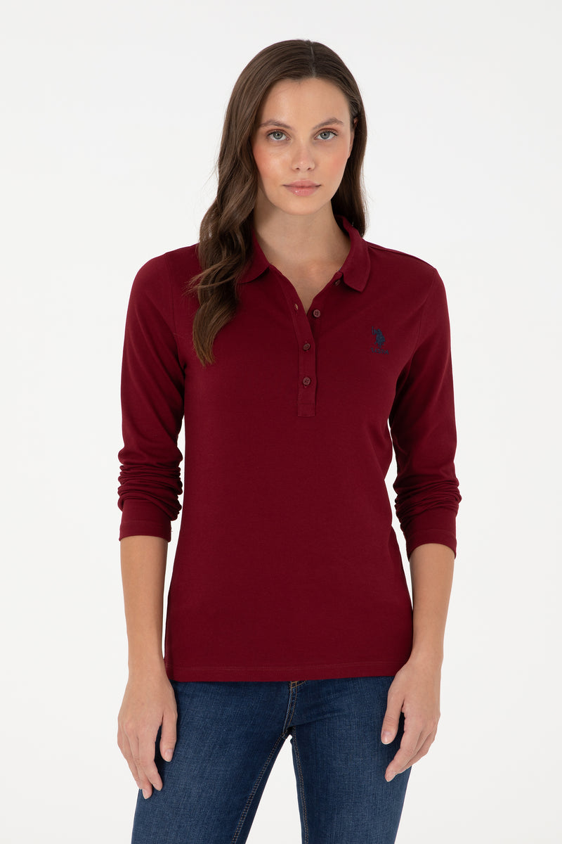 Bluza Polo Dama Bordo Cu Logo Brodat