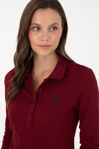 Bluza Polo Dama Bordo Cu Logo Brodat