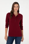 Bluza Polo Dama Bordo Cu Logo Brodat