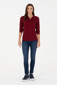 Bluza Polo Dama Bordo Cu Logo Brodat