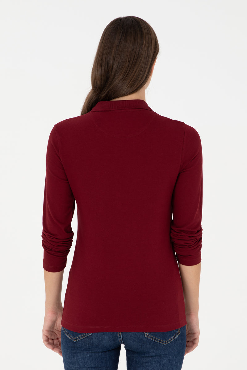 Bluza Polo Dama Bordo Cu Logo Brodat