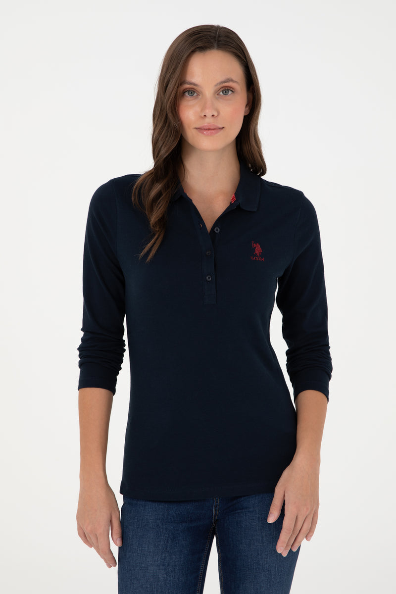 Bluza Polo Dama Bleumarin Cu Logo Brodat