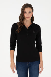 Bluza Polo Dama Negru Cu Logo Brodat