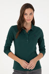 Bluza Polo Dama Verde Inchis Cu Logo Brodat