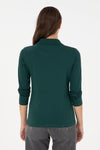 Bluza Polo Dama Verde Inchis Cu Logo Brodat