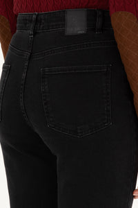 Blugi Evazati cu Talie Medie, Negru