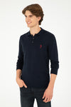 Bluza Polo Barbat Bleumarin Din Tricot Fin