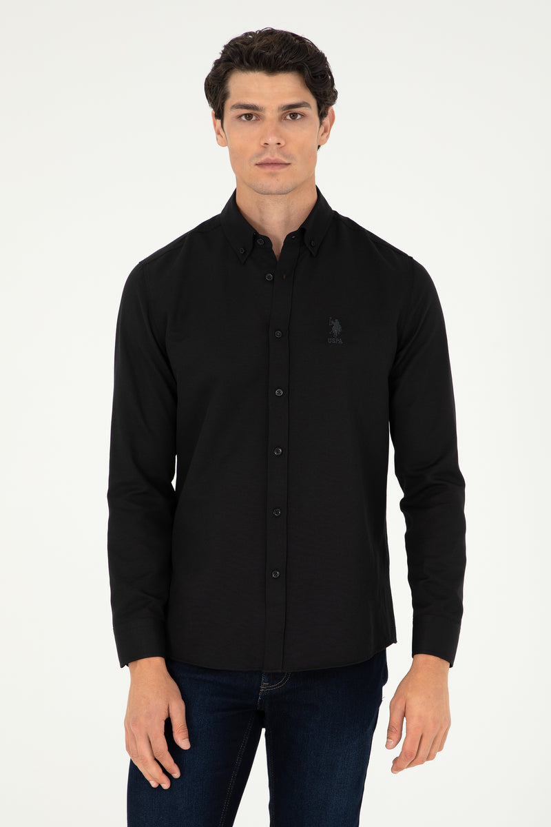 Camasa Barbat Neagra Cu Logo Brodat