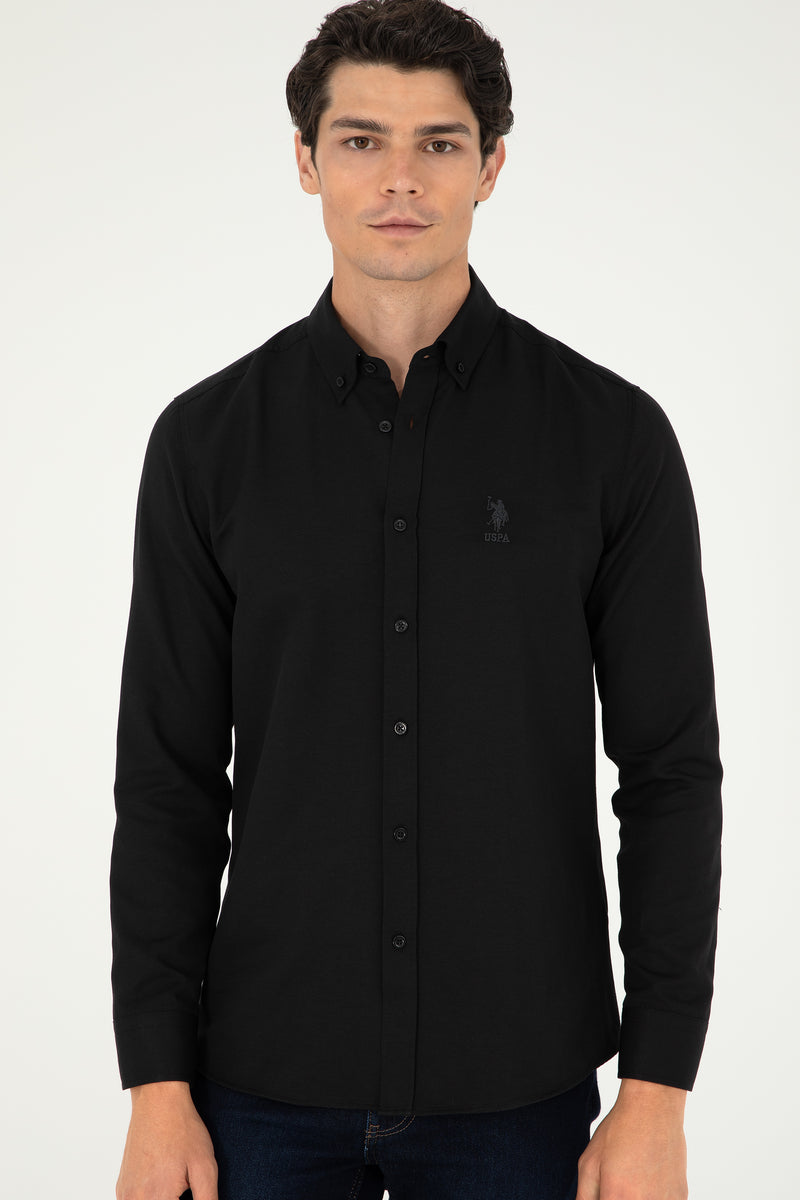 Camasa Barbat Neagra Cu Logo Brodat