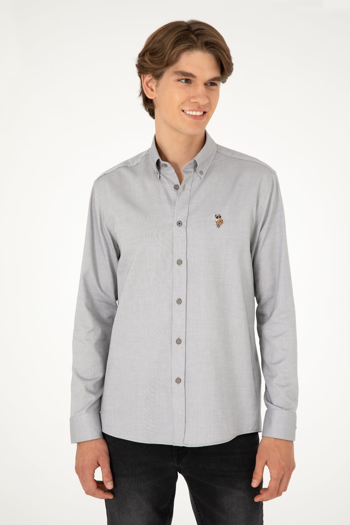 Camasa Barbat Gri Cu Logo