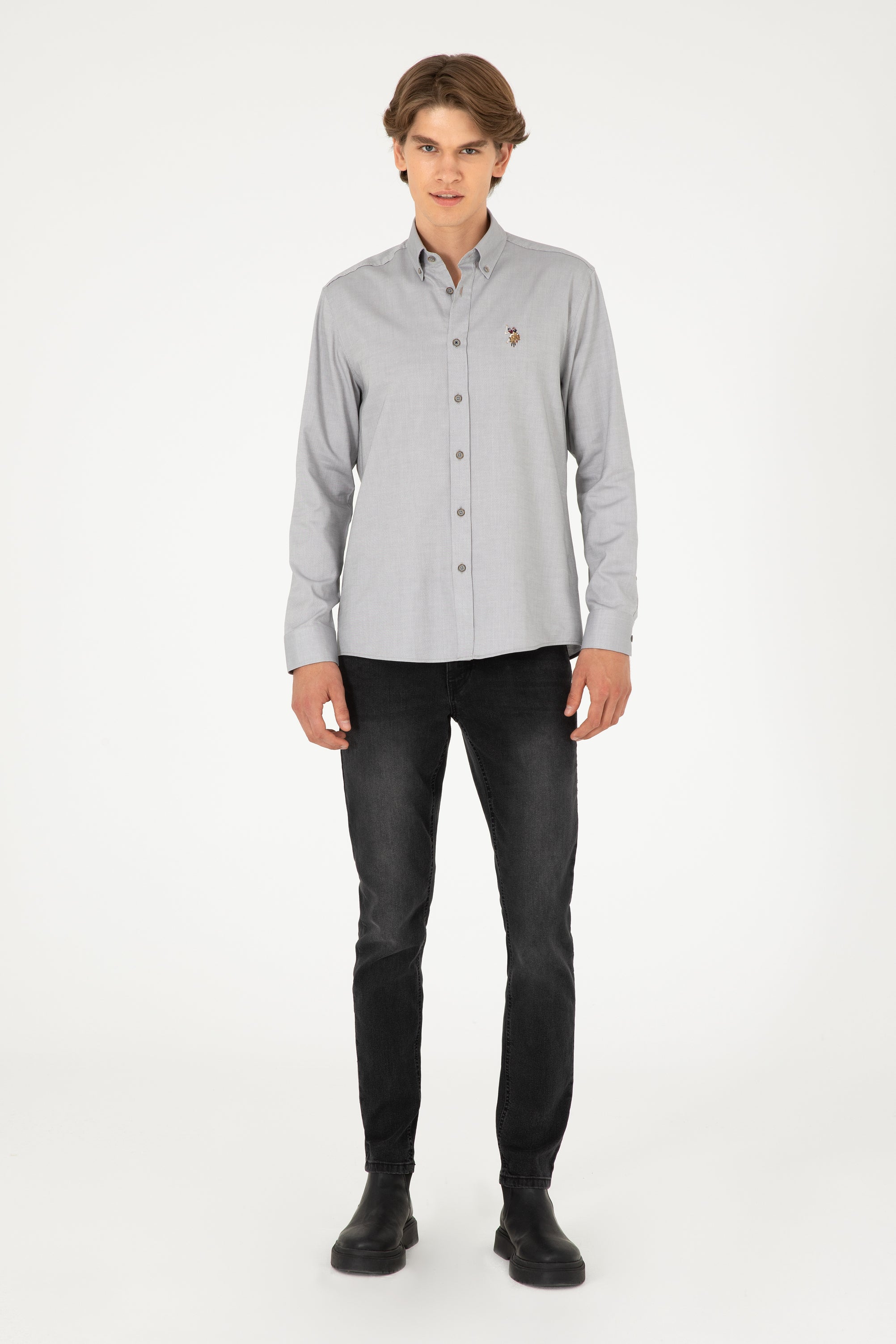 Camasa Barbat Gri Cu Logo