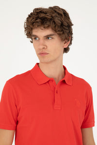 Tricou Polo Bărbați Pe Roșu Aprins Cu Logo Brodat