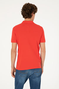 Tricou Polo Bărbați Pe Roșu Aprins Cu Logo Brodat