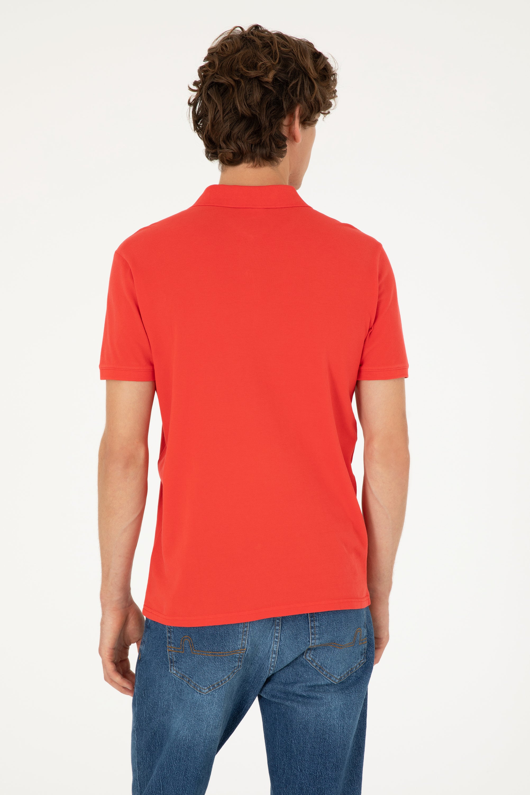 Tricou Polo Bărbați Pe Roșu Aprins Cu Logo Brodat