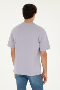 Tricou Bărbați Pe Gri Cu Guler Rotund Oversize