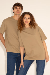 Tricou Bărbați Pe Kaki Cu Guler Rotund Oversize