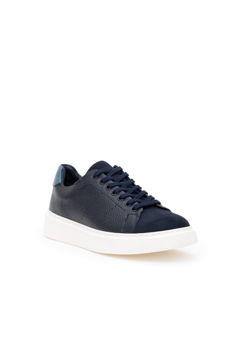 Pantofi Sneackers Barbat Bleumarin Cu Talpa Alba