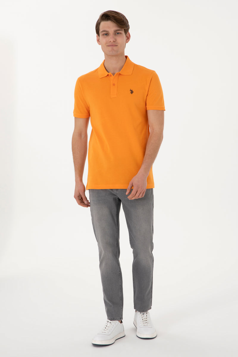 Blugi Barbat Gri  Cu Logo Brodat La Buzunar