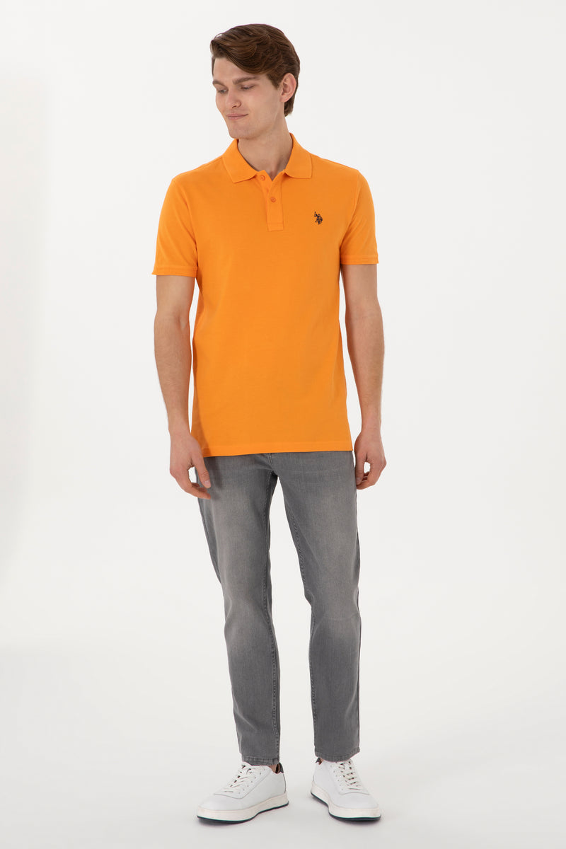 Blugi Barbat Gri  Cu Logo Brodat La Buzunar