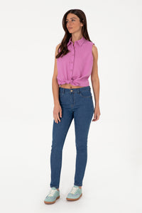 Blugi Dama Denim cu Talie Inalta