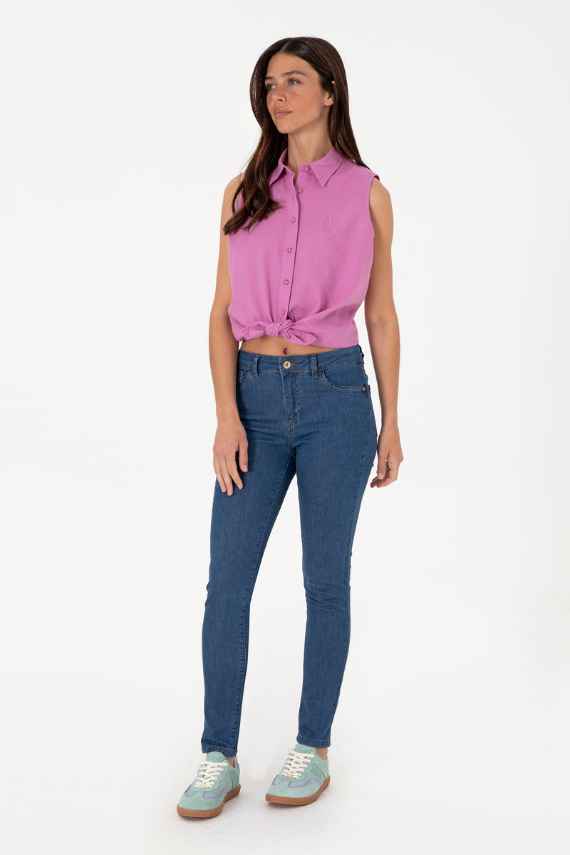 Blugi Dama Denim cu Talie Inalta